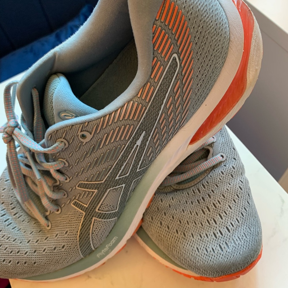Asics Light Gray and Orange Sneakers